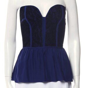 Parker Blue Silk Bustier Strapless Corset Top Size M